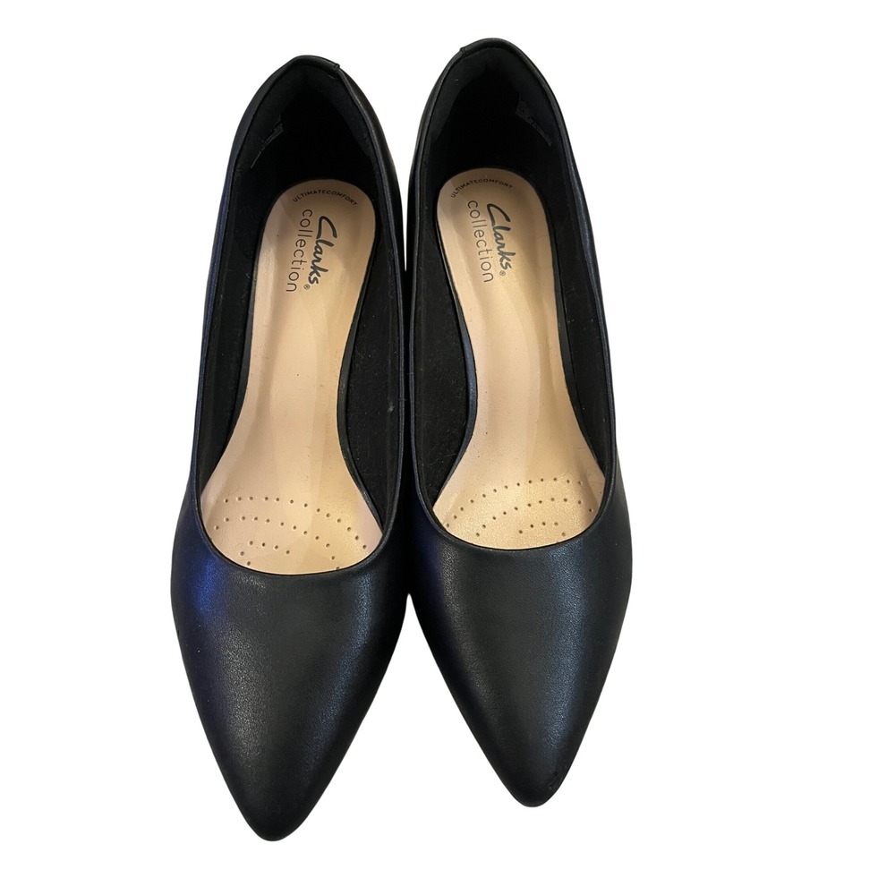 Clarks Collection Pumps Womens 8.5 Wide Black Excellent Work Office